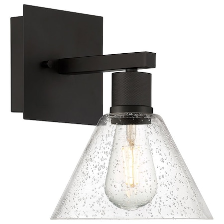 Access Lighting Port Nine Martini, Martini LED Wall Sconce, Matte Black Finish, Seeded Glass 63143LEDDLP-MBL/SDG